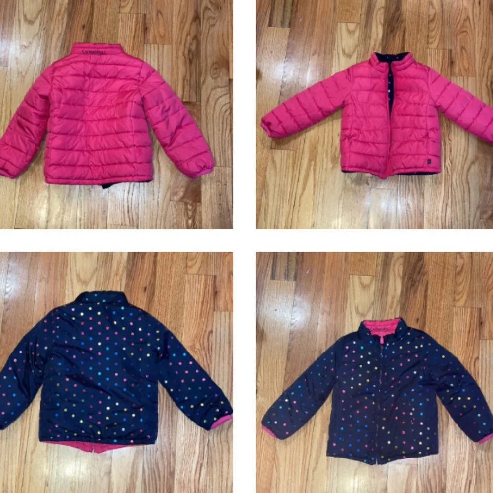 GAP reversible pink blue dots jacket 4 Toddler